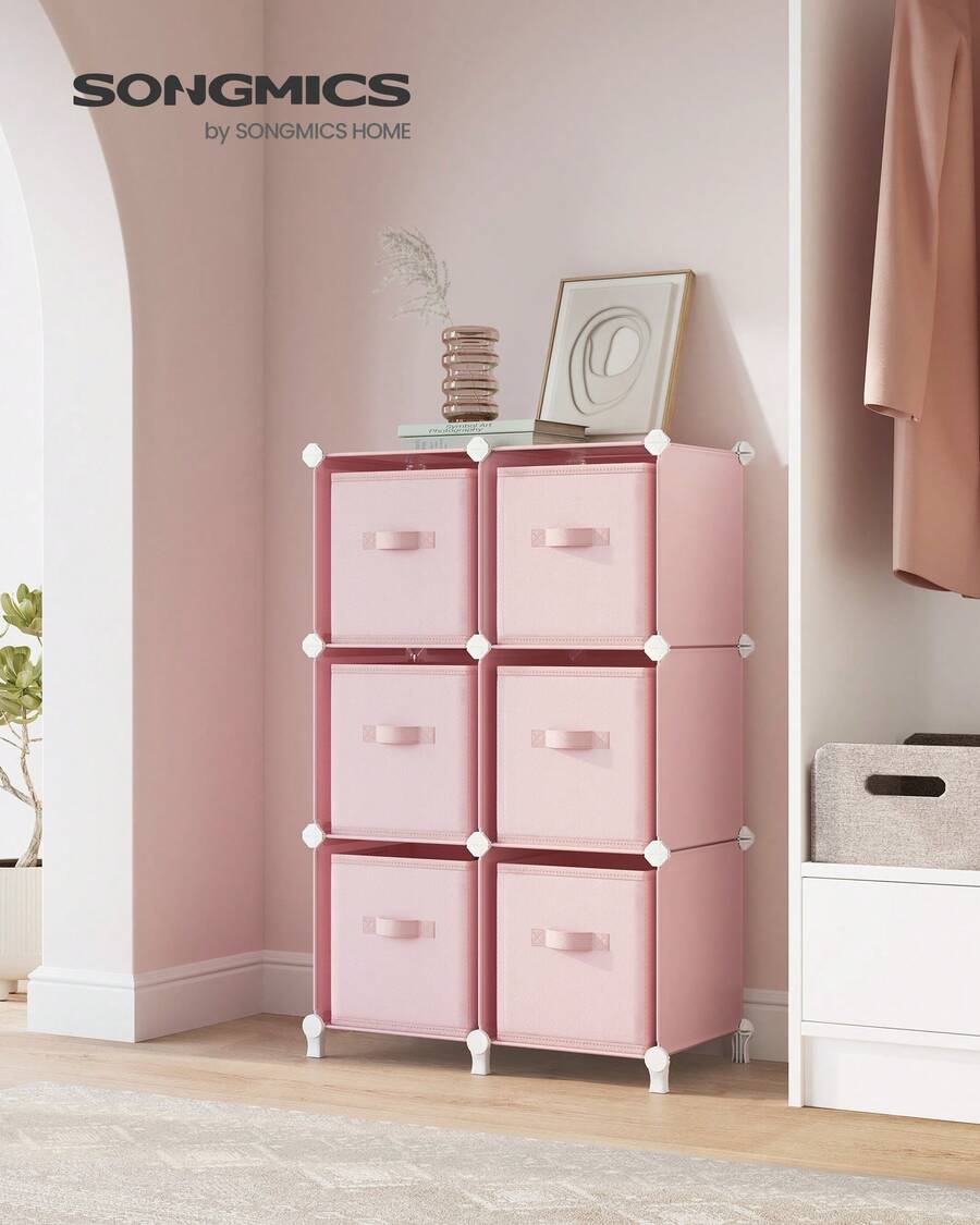 Storage - ชุดกล่องจัดระเบียบแบบลูกบาศก์ พร้อมกล่องเก็บของ 6 ชิ้น กล่องผ้าไม่ทอแบบพับได้ 6