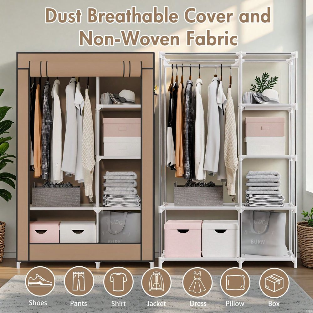 ตู้เก็บเสื้อผ้าแบบแขวน, ตู้เสื - Wardrobe Closet Portable Fabric Cover บทวิจารณ์และราคา