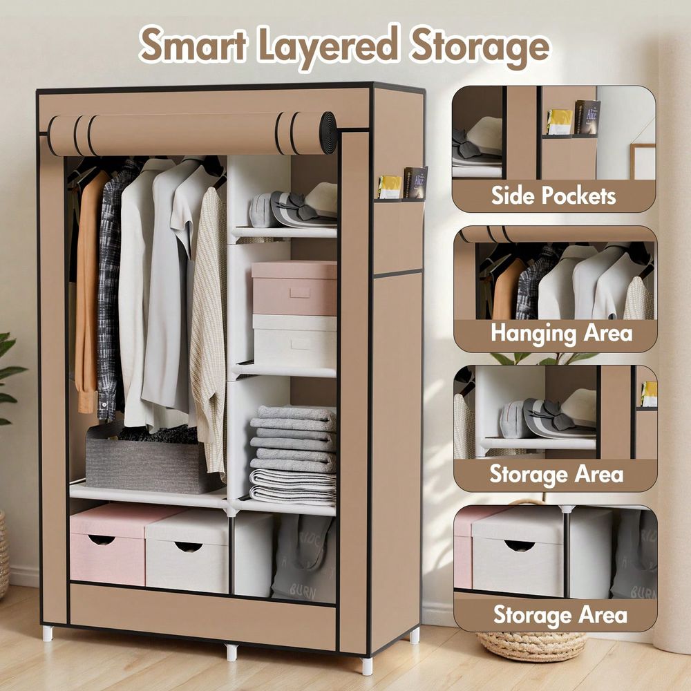 ตู้เก็บเสื้อผ้าแบบแขวน, ตู้เสื - Wardrobe Closet Portable Fabric Cover บทวิจารณ์และราคา