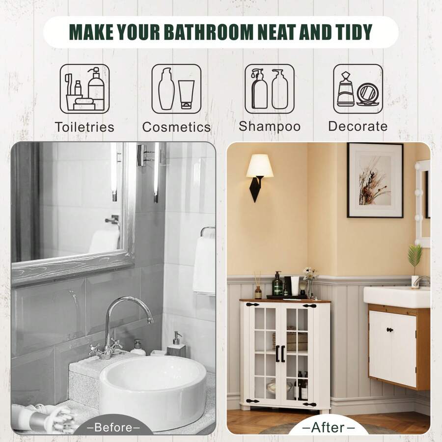 ตู้สไตล์ฟาร์มเฮาส์พร้อมไฟ LED, - Storage บทวิจารณ์และราคา