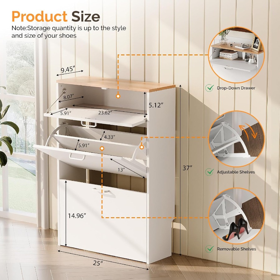 ตู้เก็บรองเท้าสำหรับวางไว้บริเ - Shoe Rack Cabinet Narrow Entryway บทวิจารณ์และราคา