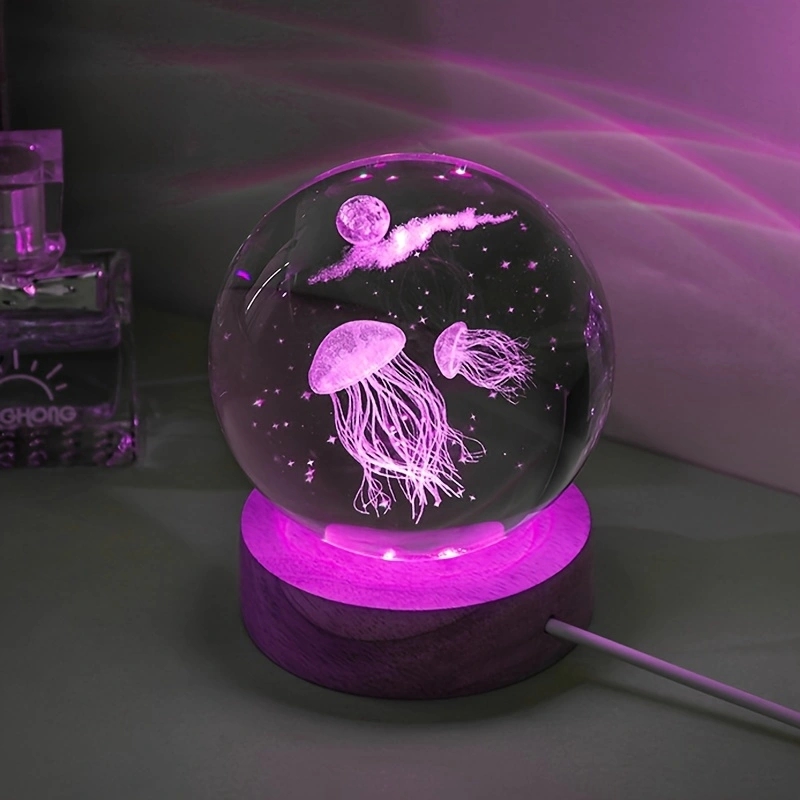3D แมงกะพรุนเลเซอร์แกะสลักคริส - Floating Nightstand With Led Light บทวิจารณ์และราคา