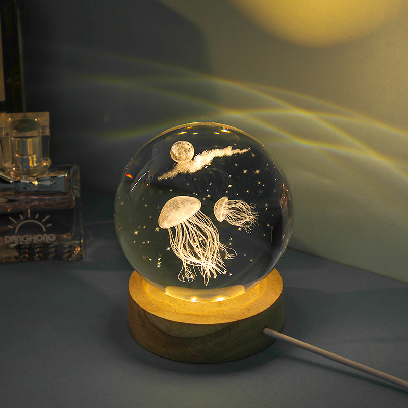3D แมงกะพรุนเลเซอร์แกะสลักคริส - Floating Nightstand With Led Light บทวิจารณ์และราคา