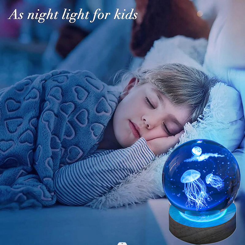 3D แมงกะพรุนเลเซอร์แกะสลักคริส - Floating Nightstand With Led Light บทวิจารณ์และราคา