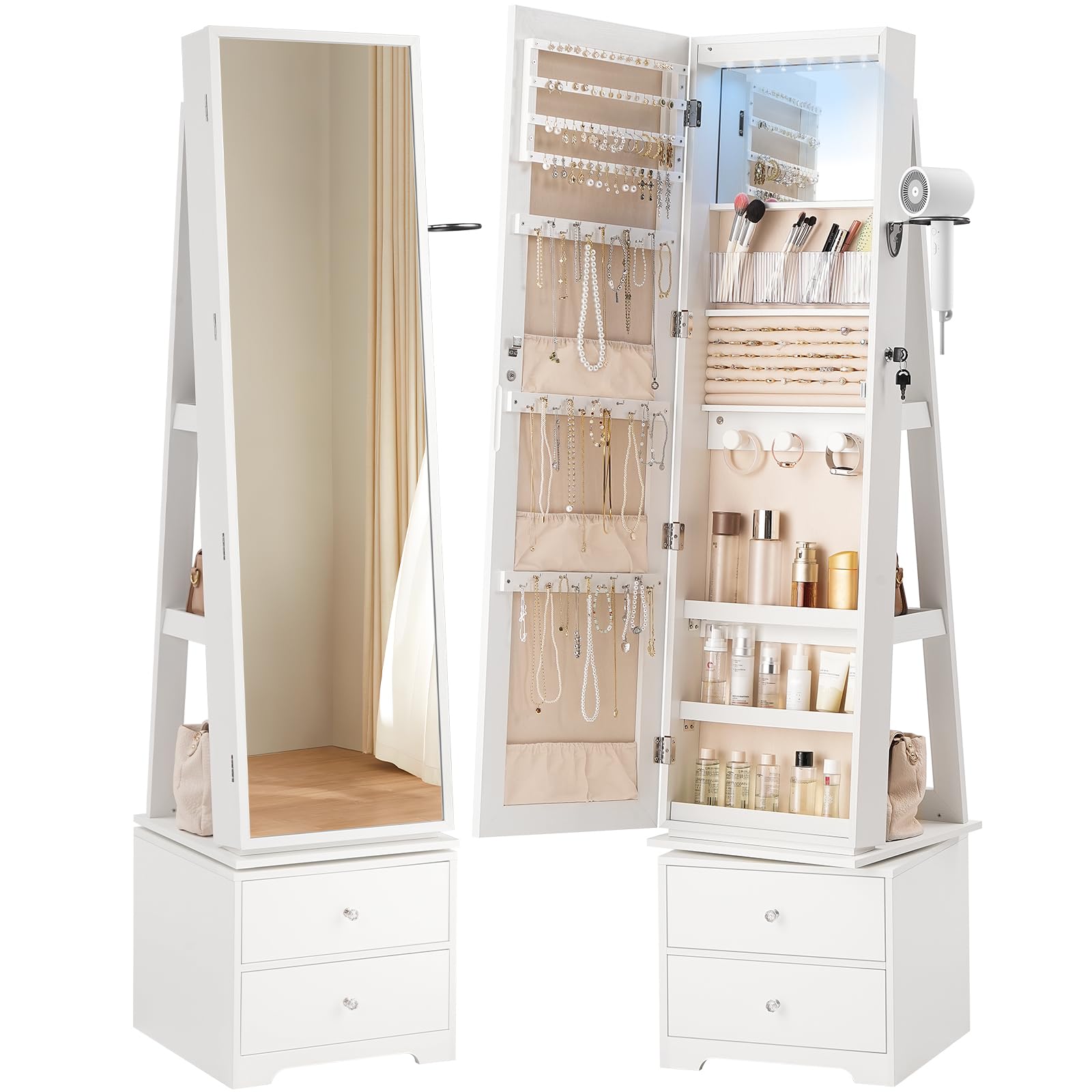 360 °   ตู้เก็บเครื่องประดับแบ - Full Length Mirror Jewelry Armoire บทวิจารณ์และราคา