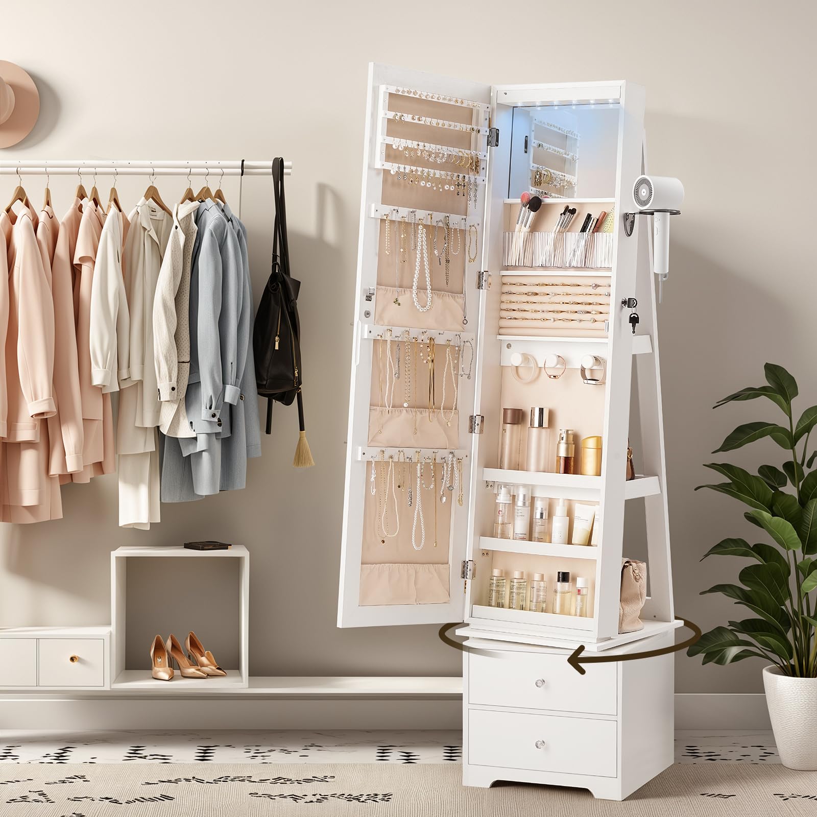 360 °   ตู้เก็บเครื่องประดับแบ - Full Length Mirror Jewelry Armoire บทวิจารณ์และราคา