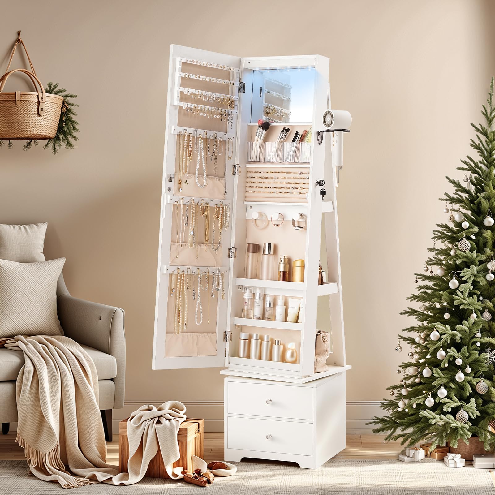 360 °   ตู้เก็บเครื่องประดับแบ - Full Length Mirror Jewelry Armoire บทวิจารณ์และราคา