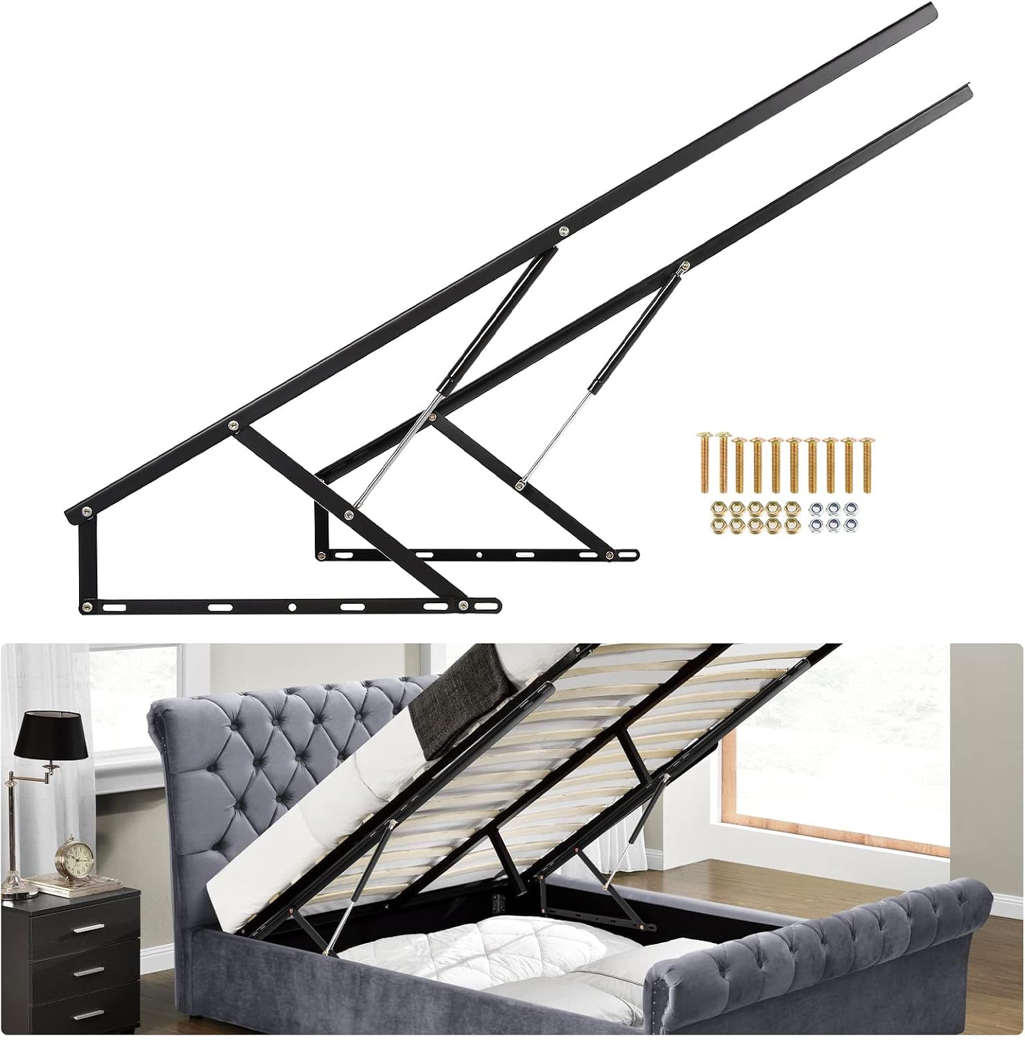 กลไกยกเตียงสูง 4.6 ฟุต, รับน้ำ - Gas Lift Storage Bed Hydraulic บทวิจารณ์และราคา