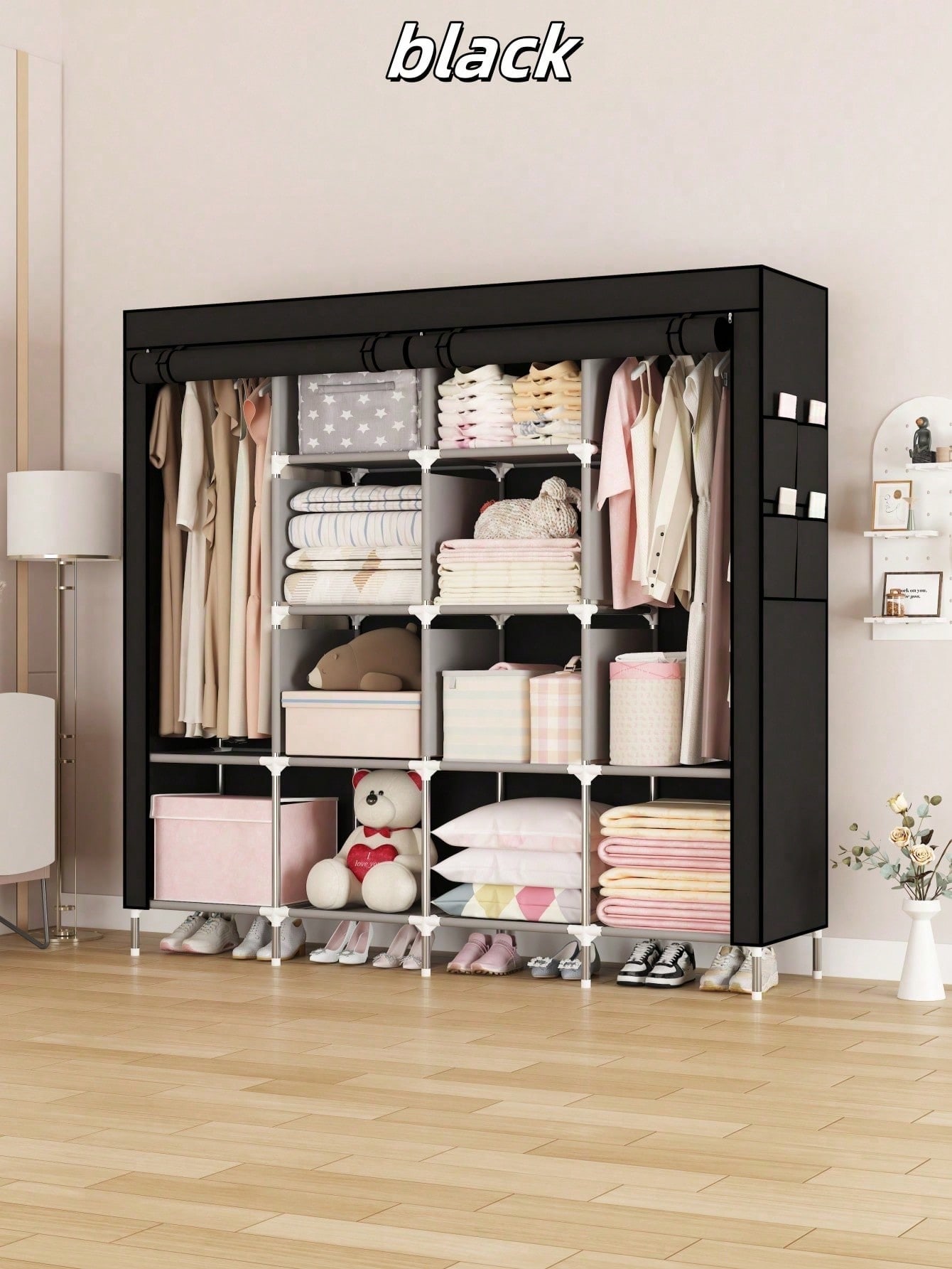 ตู้เสื้อผ้าแบบพกพาขนาดใหญ่ ตู้ - Wardrobe Closet Portable Fabric Cover บทวิจารณ์และราคา