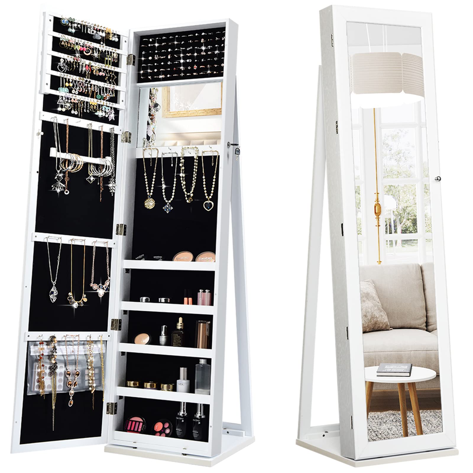 ตู้โชว์เครื่องประดับแบบตั้งพื้ - Full Length Mirror Jewelry Armoire บทวิจารณ์และราคา