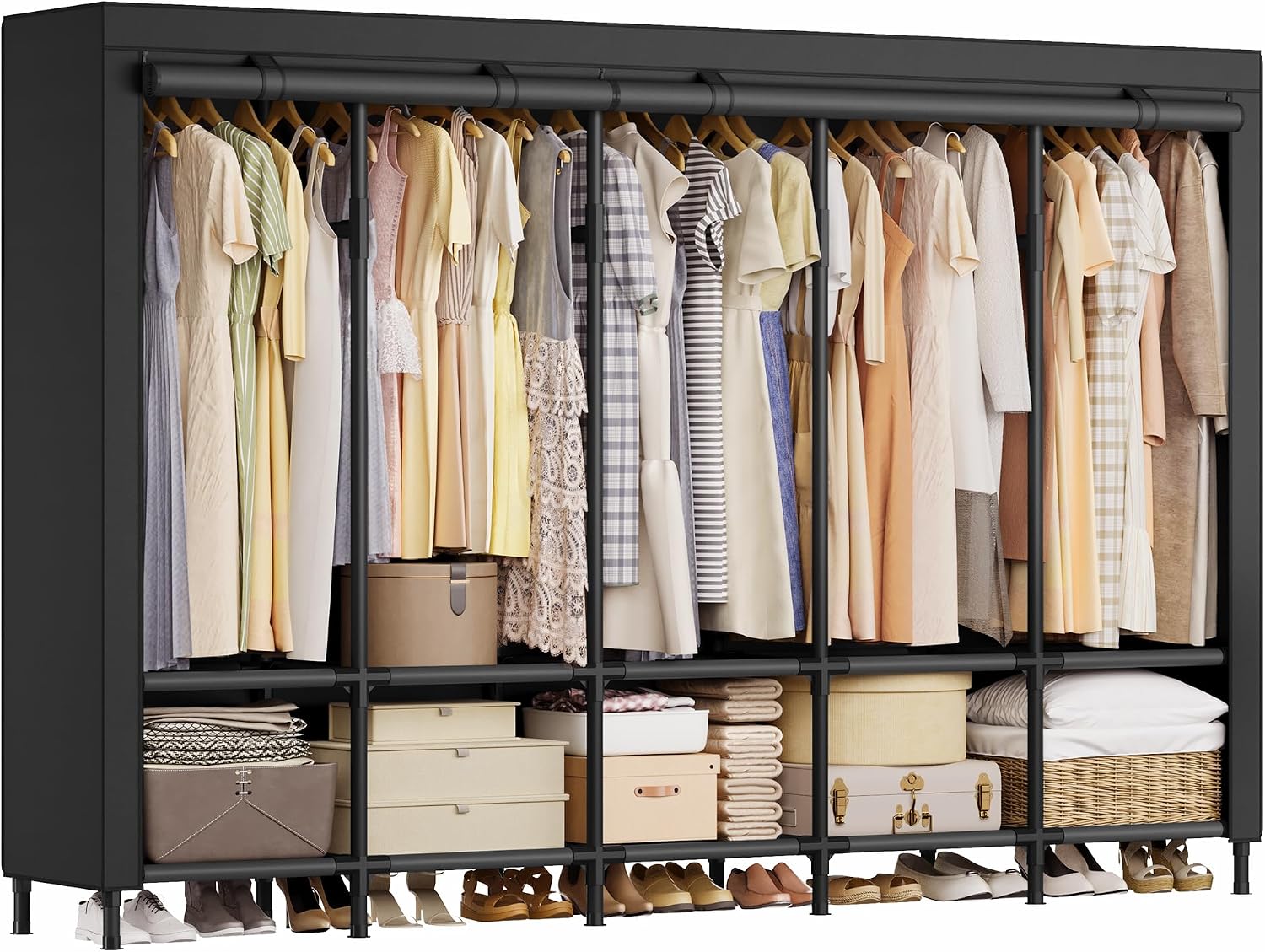 ตู้เสื้อผ้าแบบพกพาขนาด 83.5 นิ - Wardrobe Closet Portable Fabric Cover บทวิจารณ์และราคา
