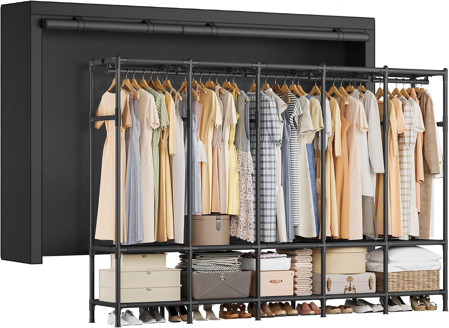 ตู้เสื้อผ้าแบบพกพาขนาด 83.5 นิ - Wardrobe Closet Portable Fabric Cover บทวิจารณ์และราคา