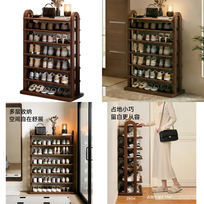 ชั้นวางรองเท้าไม้เนื้อแข็งแบบแ - Shoe Rack Cabinet Narrow Entryway บทวิจารณ์และราคา